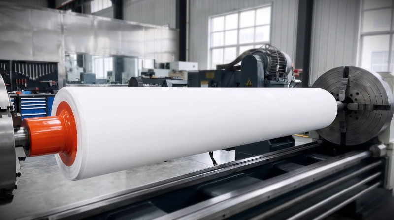 Precision custom industrial rubber roller manufacturing and lathe processing in China factory