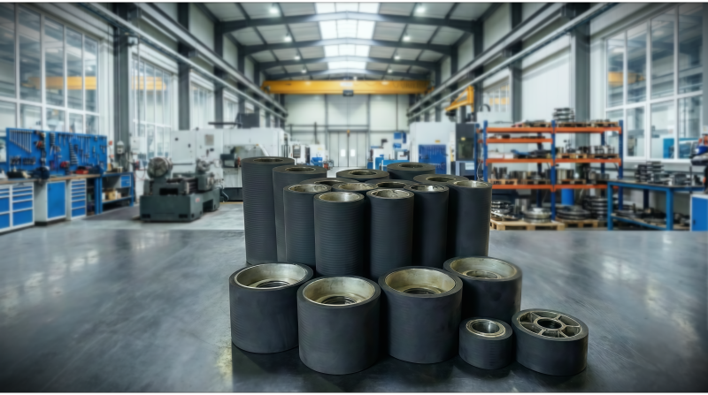 Batch production of polyurethane and silicone rubber rollers