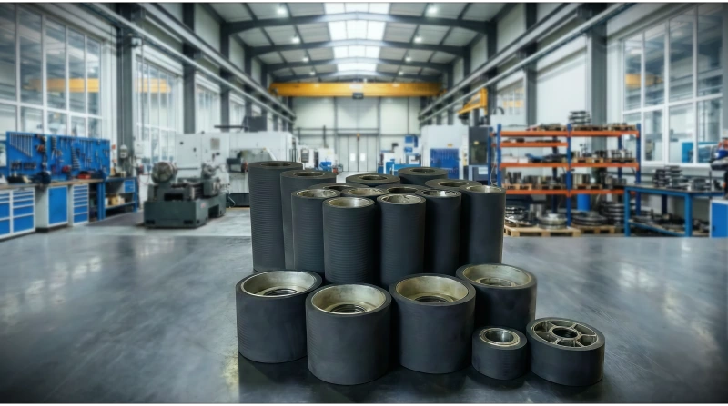 Batch production of polyurethane and silicone rubber rollers