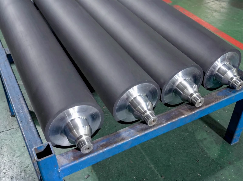 custom rubber rollers with steel shafts