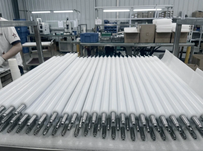 white-industrial-rollers-with-steel-shafts