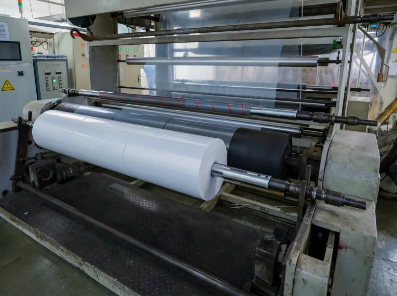 Industrial rollers on a converting machine
