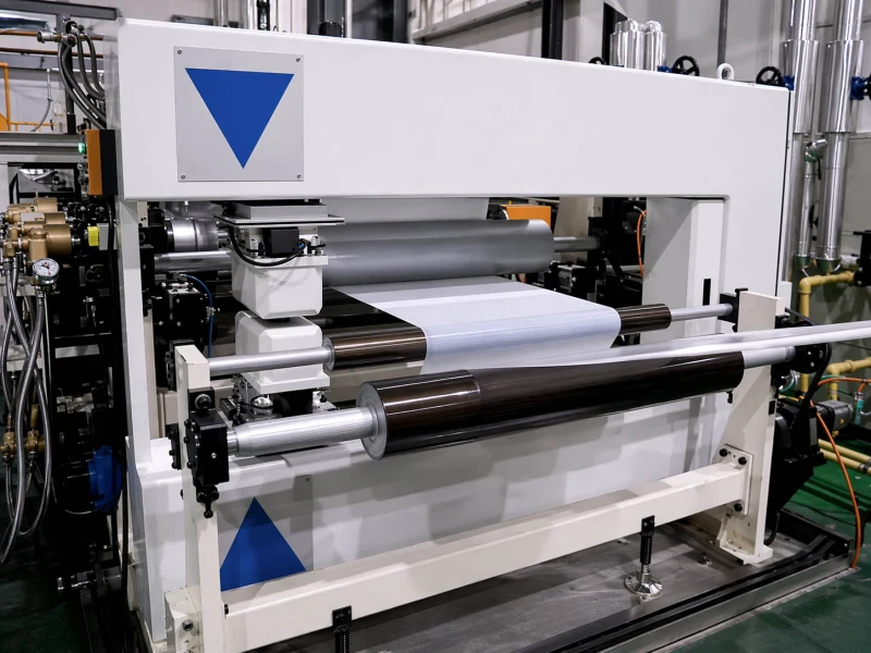 Lithium battery separator film running through a precision roller line