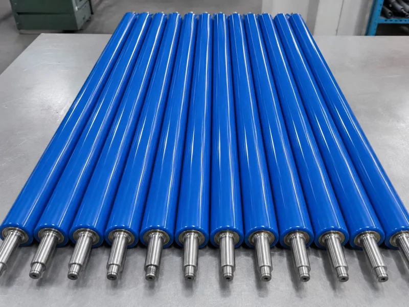 Blue sticky cleaning rollers arranged on a workbench