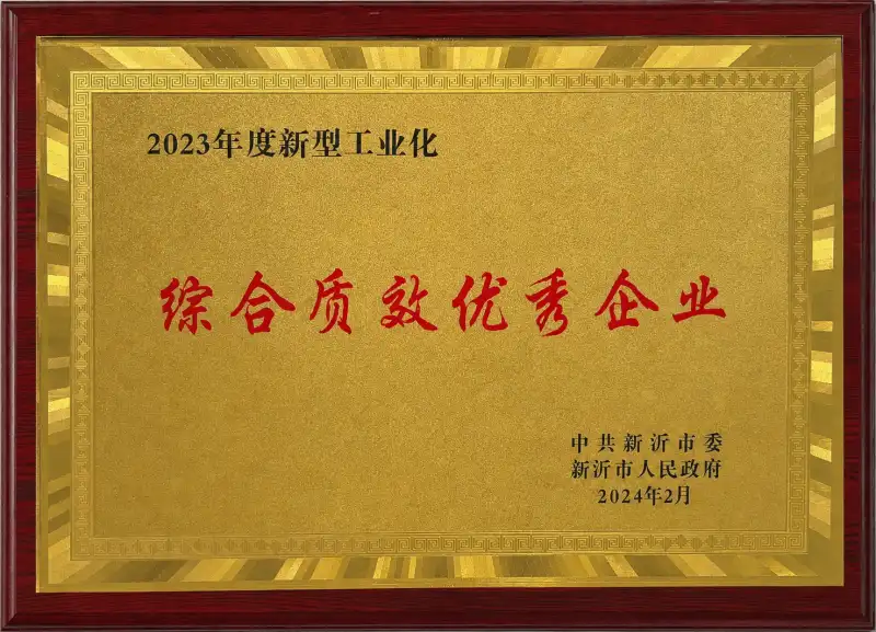 Comprehensive quality and efficiency excellence award plaque for
