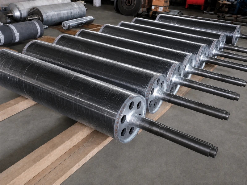 Wrapped rubber rollers for wet-process equipment