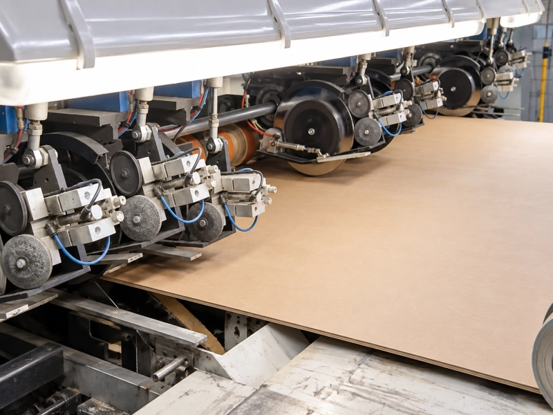 Corrugated board production line with rubber rollers